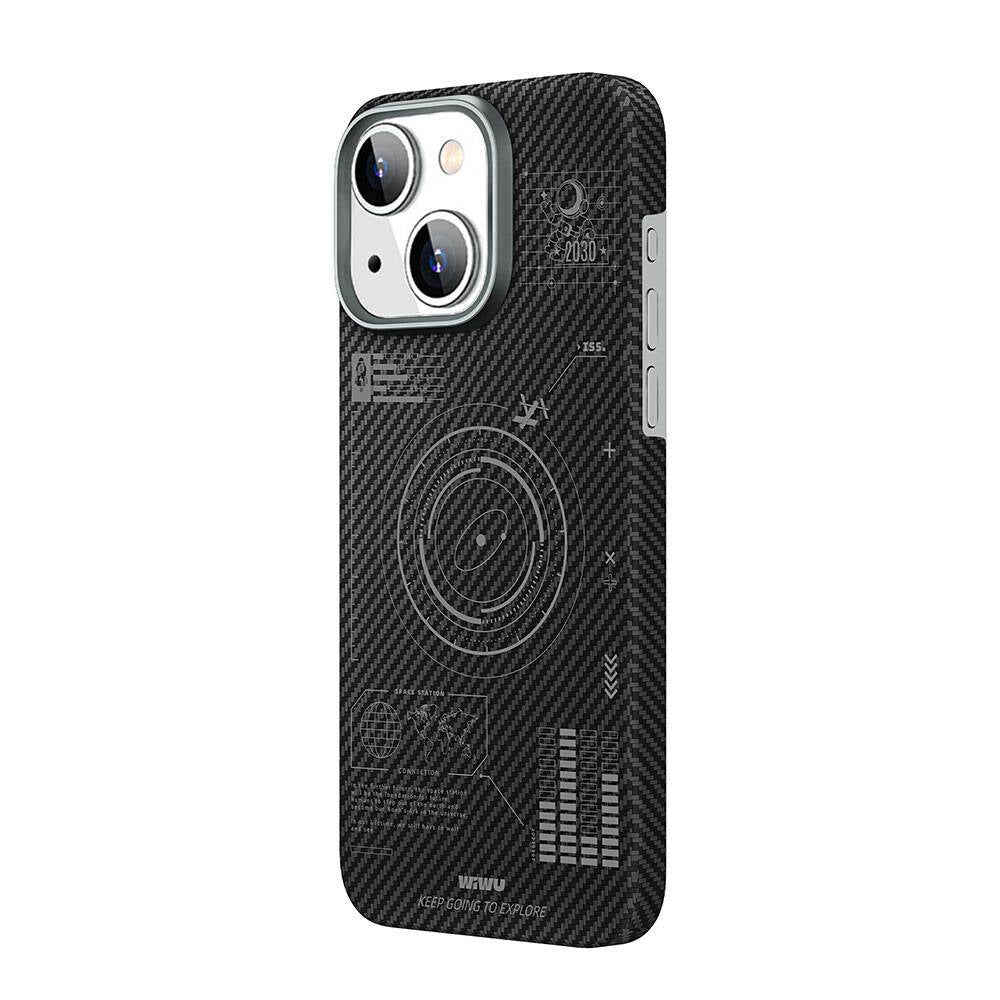 iPhone 15 Plus Kılıf Wiwu KJZ-017 Karbon Fiber 600D Explore Kevlar Kılıf Siyah