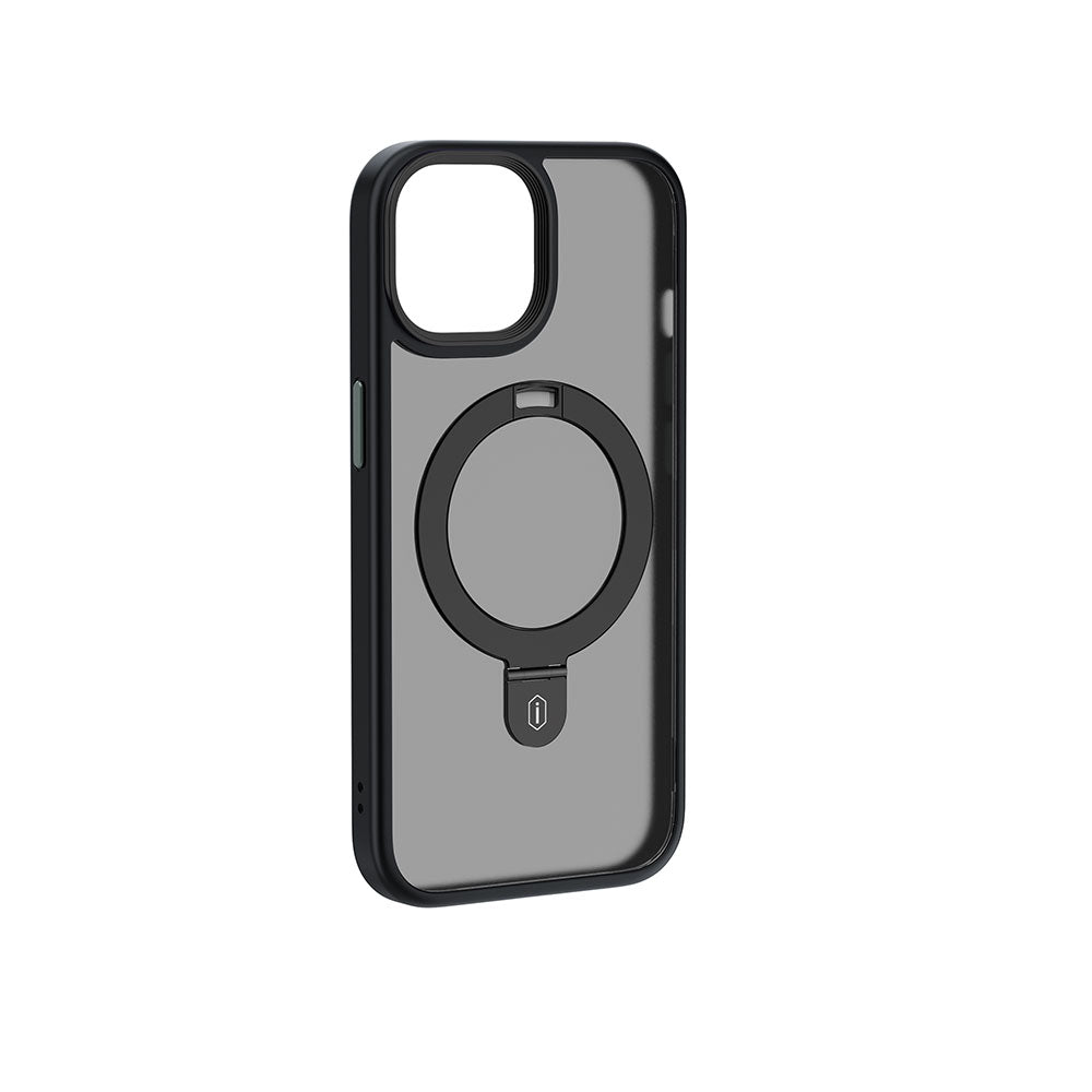 iPhone 15 Plus Kılıf Wiwu ZMM-010 Magsafe Şarj Özellikli Mat Arka Yüzey Standlı Kılıf Mavi