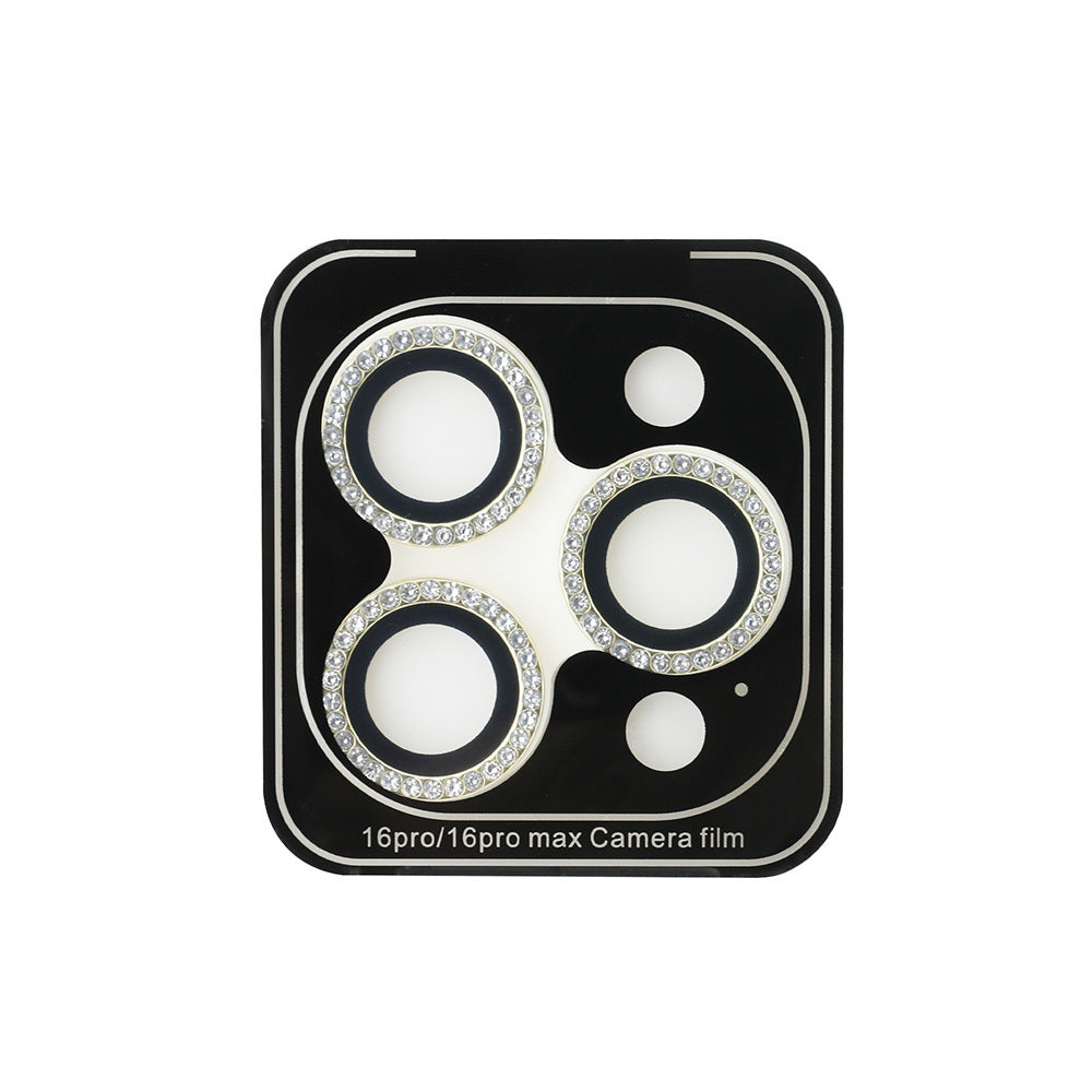 Apple iPhone 15 Pro Guess Orjinal Lisanslı Rhinestone Taşlı Lens Koruyucu Gümüş