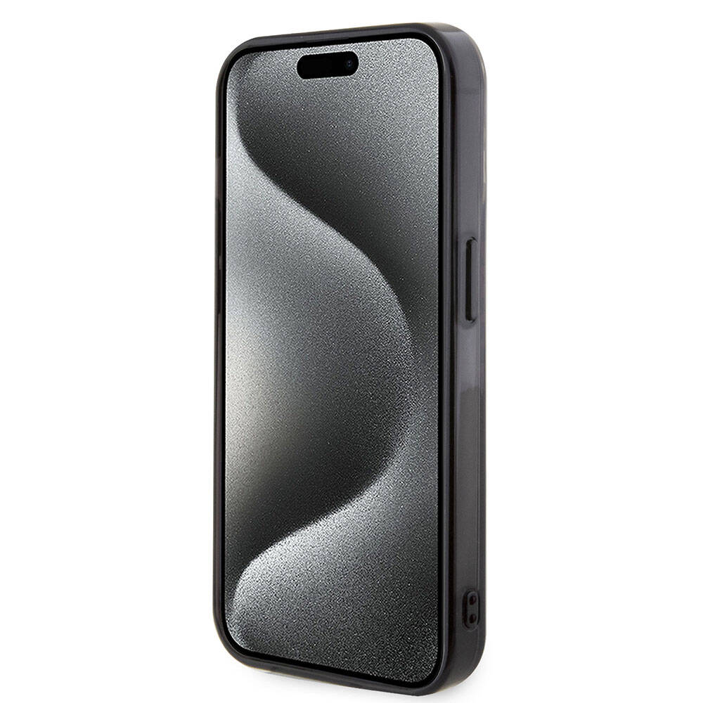 iPhone 15 Pro Kılıf AMG Orjinal Lisanslı Çift Katmanlı Küçük Logolu Dörtgen Şerit Desenli Kılıf Siyah