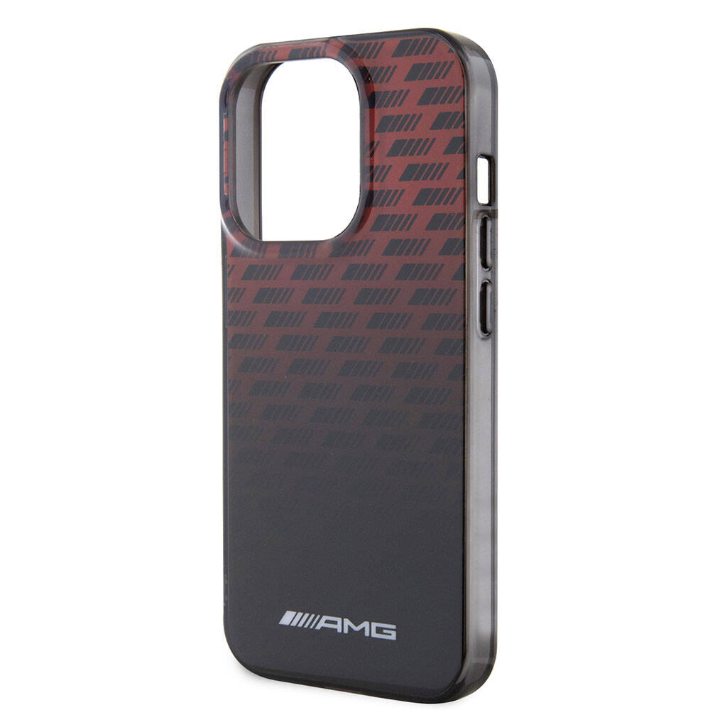 iPhone 15 Pro Kılıf AMG Orjinal Lisanslı Çift Katmanlı Küçük Logolu Dörtgen Şerit Desenli Kılıf Siyah