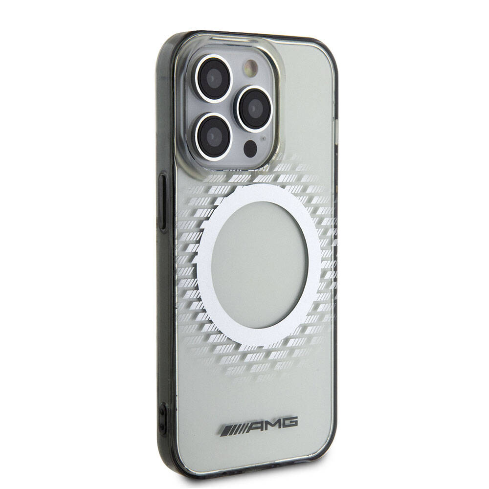 iPhone 15 Pro Kılıf AMG Orjinal Lisanslı Magsafe Şarj Özellikli Transparan Dörtgen Desenli Kılıf Renksiz