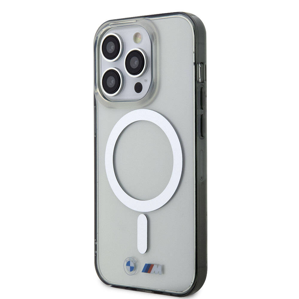 iPhone 15 Pro Kılıf BMW Magsafe Şarj Özellikli Transparan Silver Ring Orjinal Lisanslı Kılıf Renksiz
