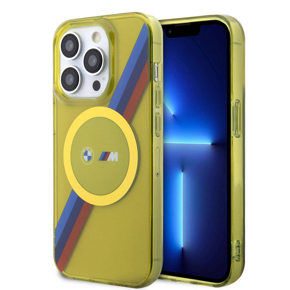 iPhone 15 Pro Kılıf BMW Magsafe Şarj Özellikli Transparan Tricolor Stripes Orjinal Lisanslı Kılıf Yeşil