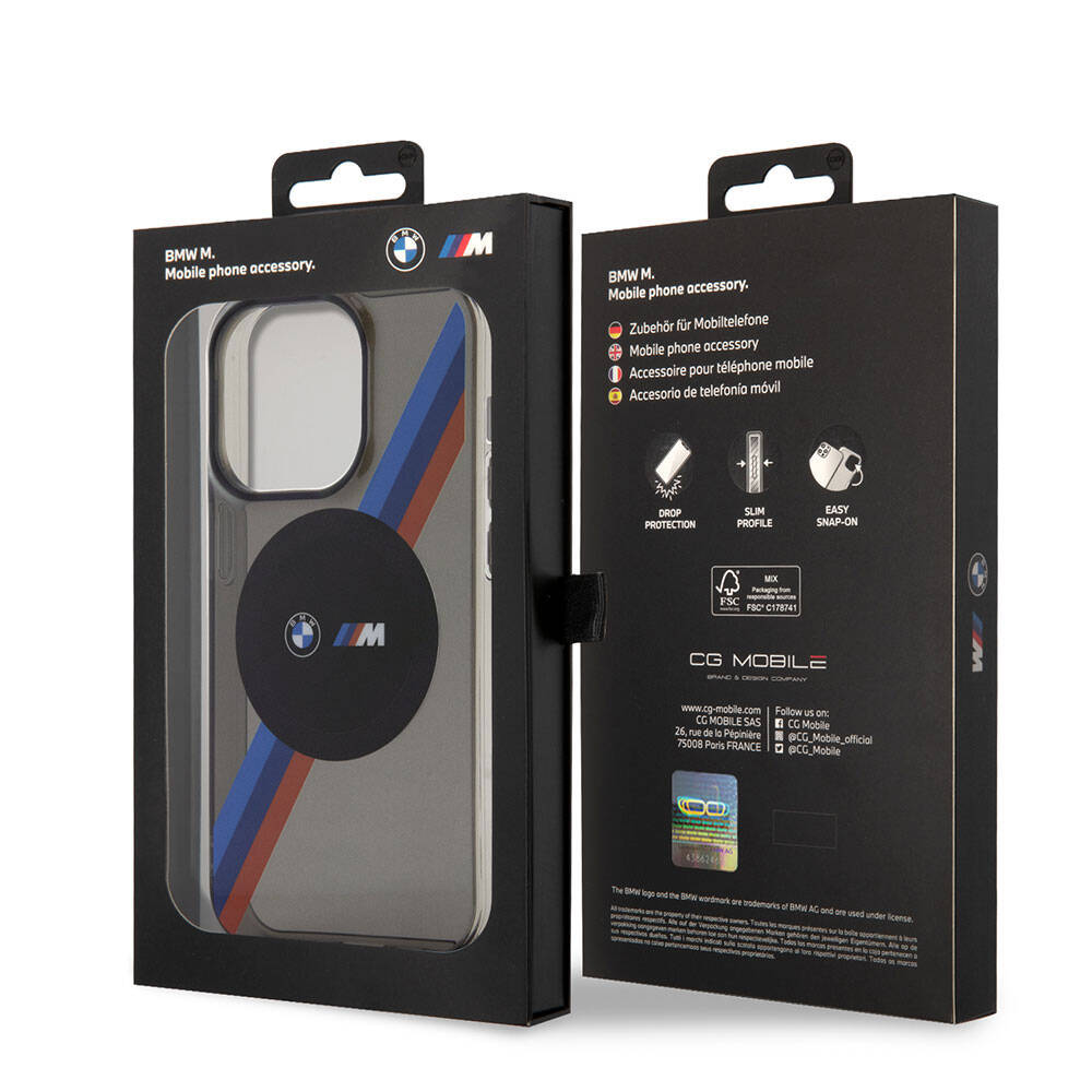 iPhone 15 Pro Kılıf BMW Magsafe Şarj Özellikli Transparan Tricolor Stripes Orjinal Lisanslı Kılıf Yeşil