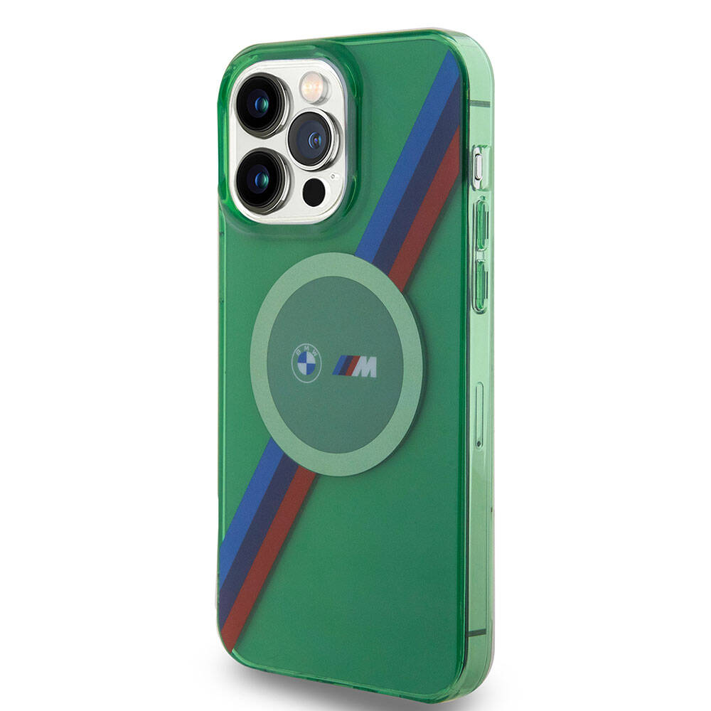 iPhone 15 Pro Kılıf BMW Magsafe Şarj Özellikli Transparan Tricolor Stripes Orjinal Lisanslı Kılıf Sarı