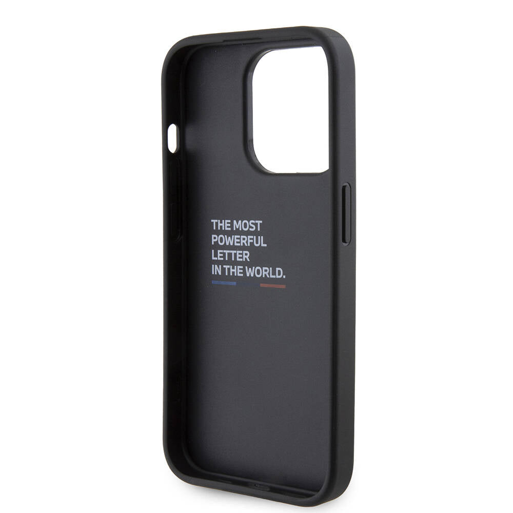 iPhone 15 Pro Kılıf BMW Orjinal Lisanslı M Şerit ve Logolu Standlı Kılıf Gri