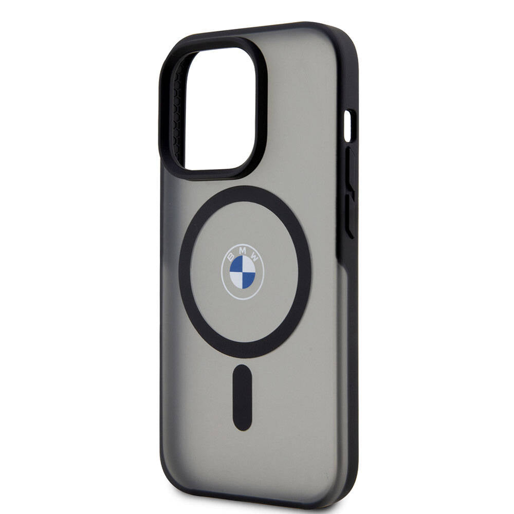 iPhone 15 Pro Kılıf BMW Orjinal Lisanslı Magsafe Şarj Özellikli IML Baskı Logolu Buzlu Mat Kılıf Siyah