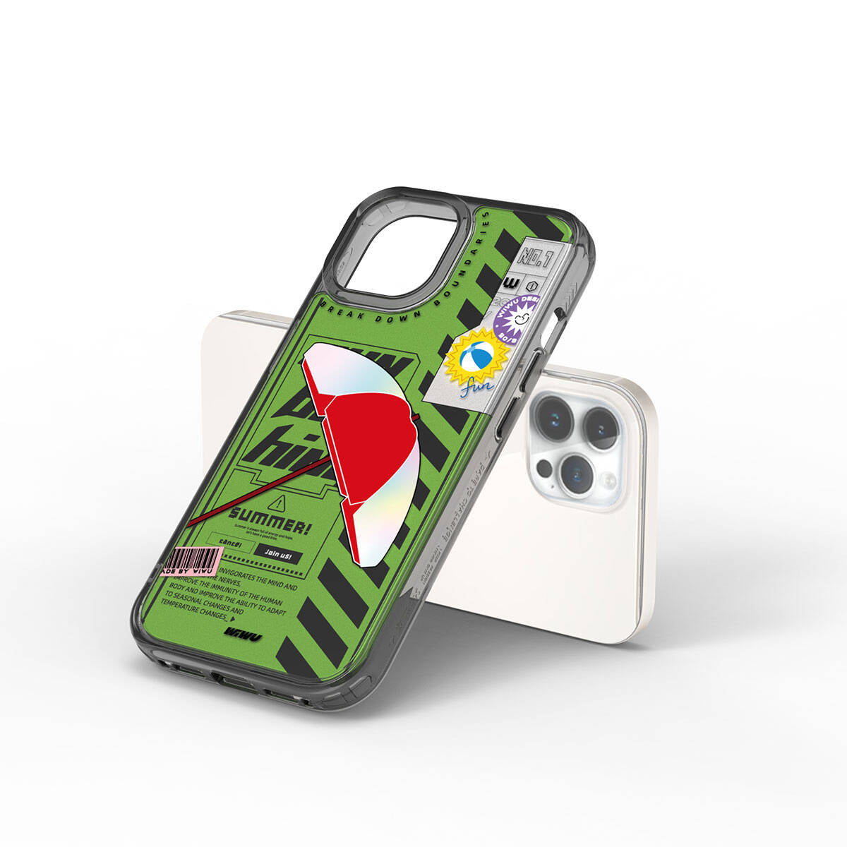 iPhone 15 Pro Kılıf Çift Katman Desenli Wiwu Summer Serisi Kılıf Mavi