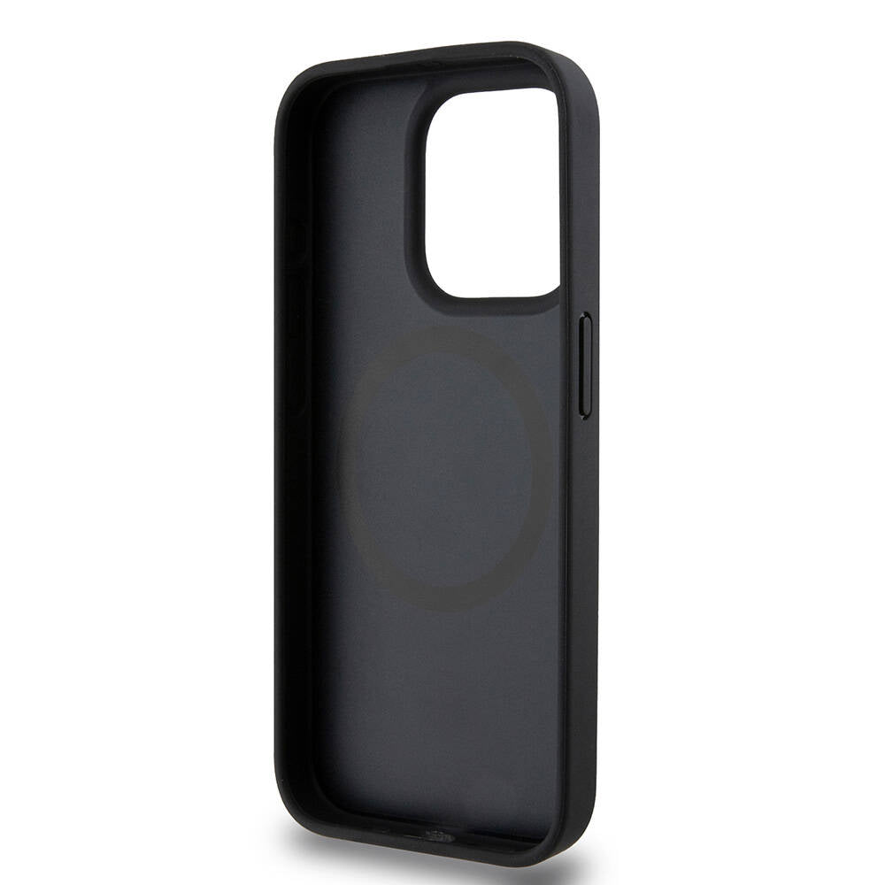 iPhone 15 Pro Kılıf DKNY Orjinal Lisanslı Magsafe Şarj Özellikli 3D Yazılı Repeat Pattern Kılıf Siyah