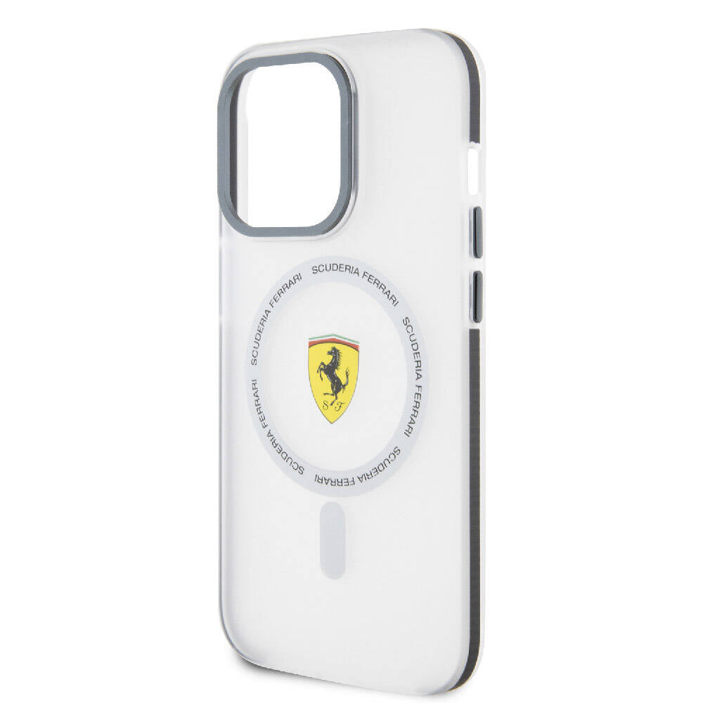 iPhone 15 Pro Kılıf Ferrari Orjinal Lisanslı Magsafe Şarj Özellikli Kontrast Bumper SF Ring Kılıf Kırmızı