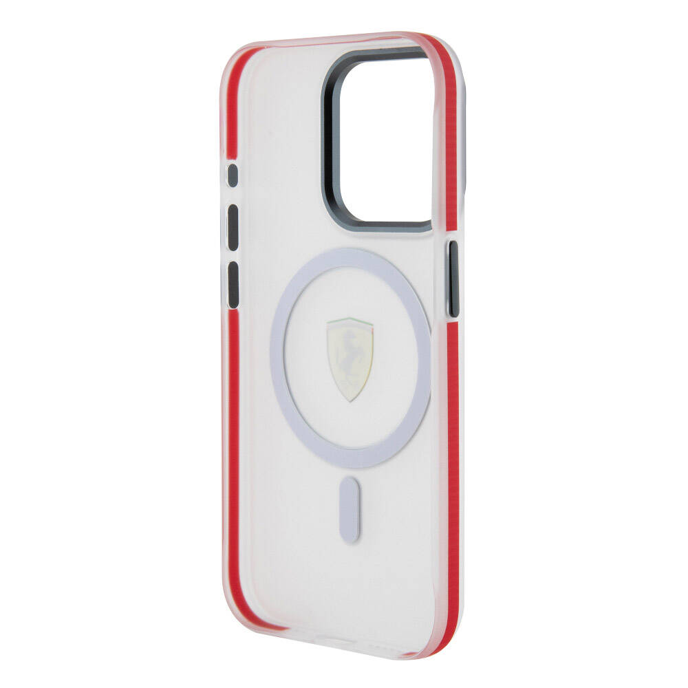 iPhone 15 Pro Kılıf Ferrari Orjinal Lisanslı Magsafe Şarj Özellikli Kontrast Bumper SF Ring Kılıf Siyah