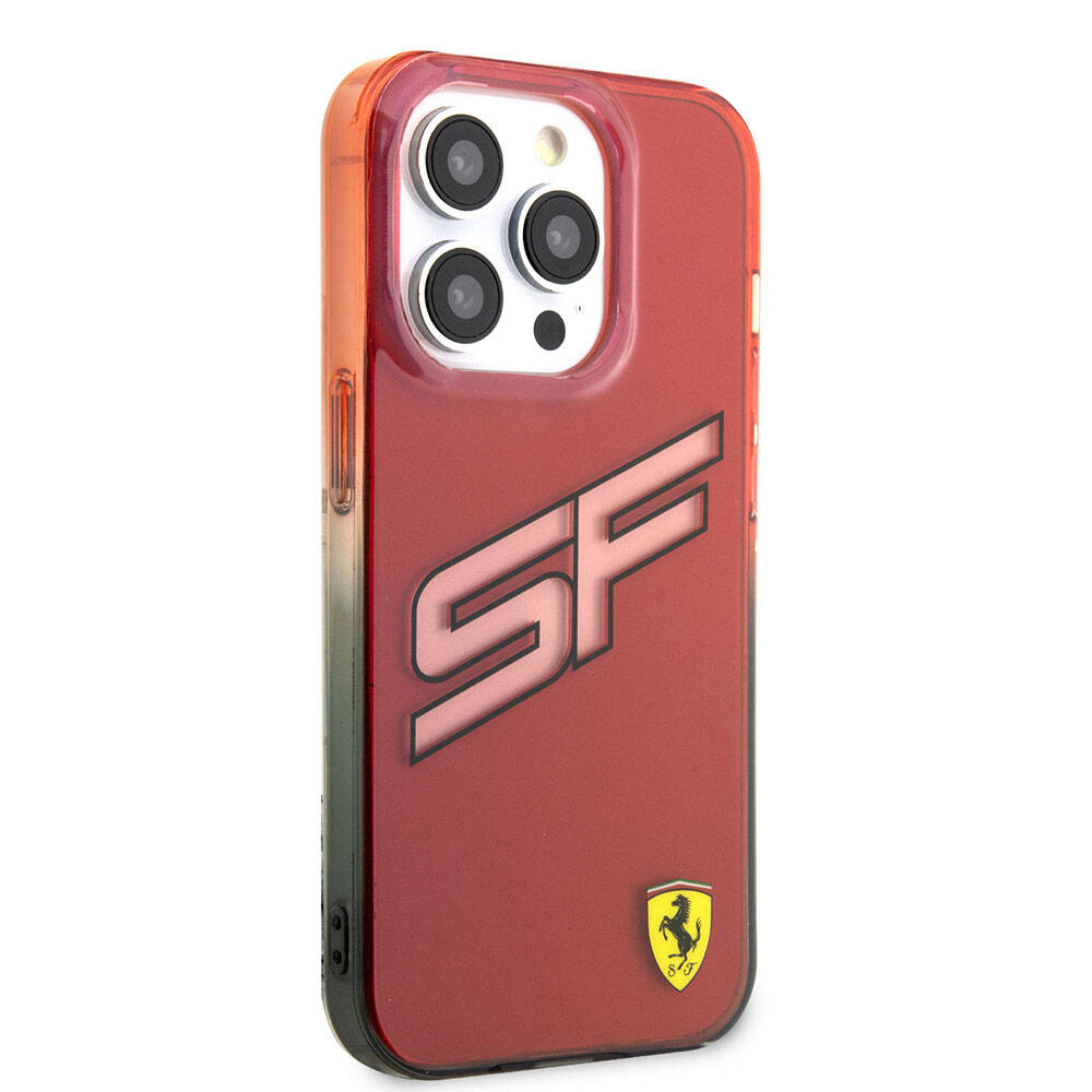iPhone 15 Pro Kılıf Ferrari Orjinal Lisanslı Transparan SF Yazılı Kenarları Renk Geçişli Kılıf Siyah