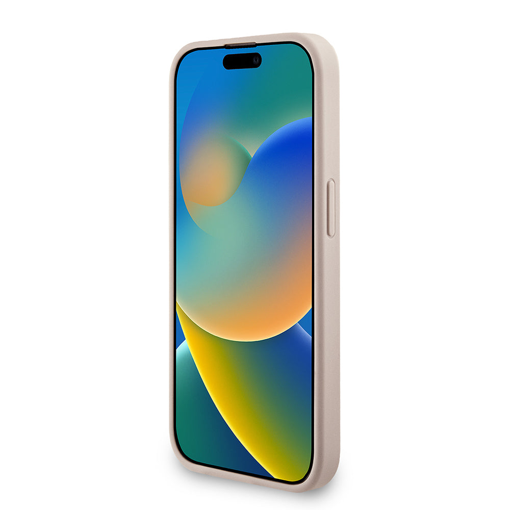 Apple iPhone 15 Pro Kılıf Guess Orjinal Lisanslı M-safe Şarj Özellikli PU Deri Bilek Askı İpli Yazı Logolu Kapak Kahverengi