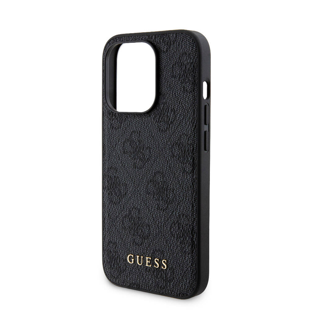 Apple iPhone 15 Pro Kılıf Guess Orjinal Lisanslı Magsafe Şarj Özellikli Yazı Logolu 4G Desenli Kapak + Powerbank 5000mAh 2in1 Set Siyah