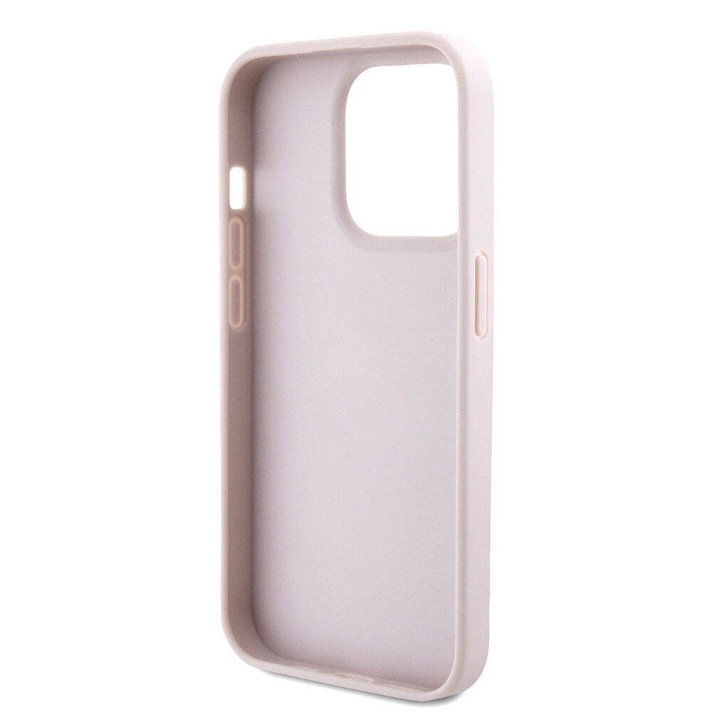 Apple iPhone 15 Pro Kılıf Guess Orjinal Lisanslı PU Deri Askılı Taşlı Üçgen Logo 4G Desenli Strass Crossbody Kapak Siyah