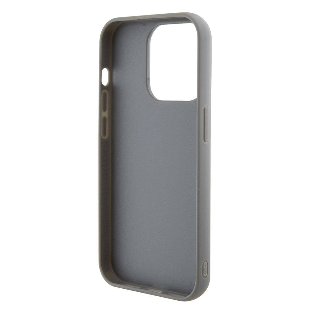 Apple iPhone 15 Pro Kılıf Guess Orjinal Lisanslı Pullu Arka Yüzey Metal Yazı Logolu Sequin Script Kapak Gümüş