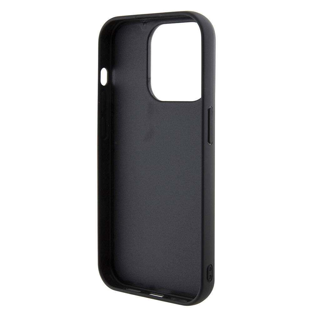 Apple iPhone 15 Pro Kılıf Guess Orjinal Lisanslı Yazı Logolu Disco Script Metal Kapak Siyah