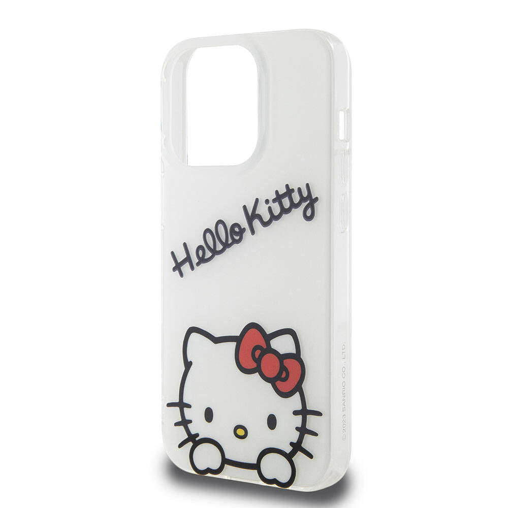iPhone 15 Pro Kılıf Hello Kitty Orjinal Lisanslı Askılı Yazı ve İkonik Logolu Daydreaming Kılıf Pembe