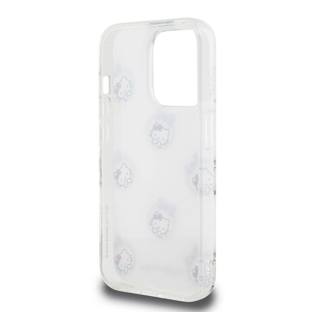 iPhone 15 Pro Kılıf Hello Kitty Orjinal Lisanslı Elektroplating Kaplama Kabarcık Baskılı Kılıf Siyah