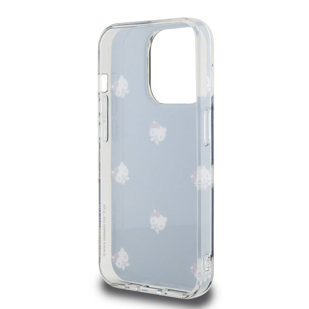 iPhone 15 Pro Kılıf Hello Kitty Orjinal Lisanslı Elektroplating Kaplama Kabarcık Baskılı Kılıf Siyah