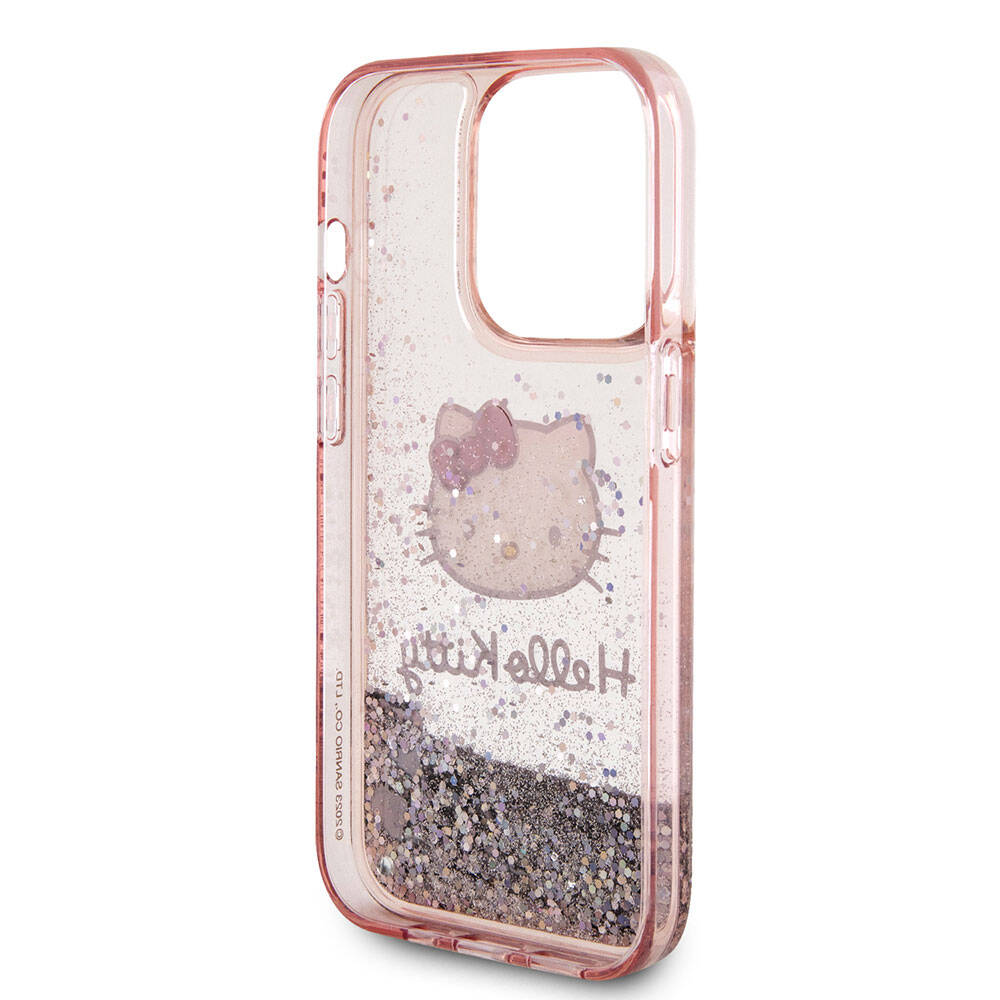iPhone 15 Pro Kılıf Hello Kitty Orjinal Lisanslı İkonik Sıvılı Glitter Kılıf Renksiz