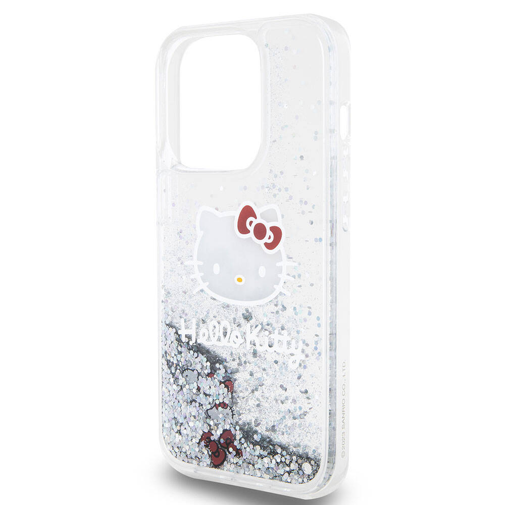 iPhone 15 Pro Kılıf Hello Kitty Orjinal Lisanslı İkonik Sıvılı Glitter Kılıf Renksiz