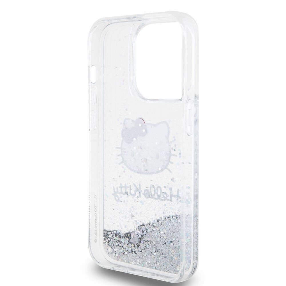 iPhone 15 Pro Kılıf Hello Kitty Orjinal Lisanslı İkonik Sıvılı Glitter Kılıf Renksiz