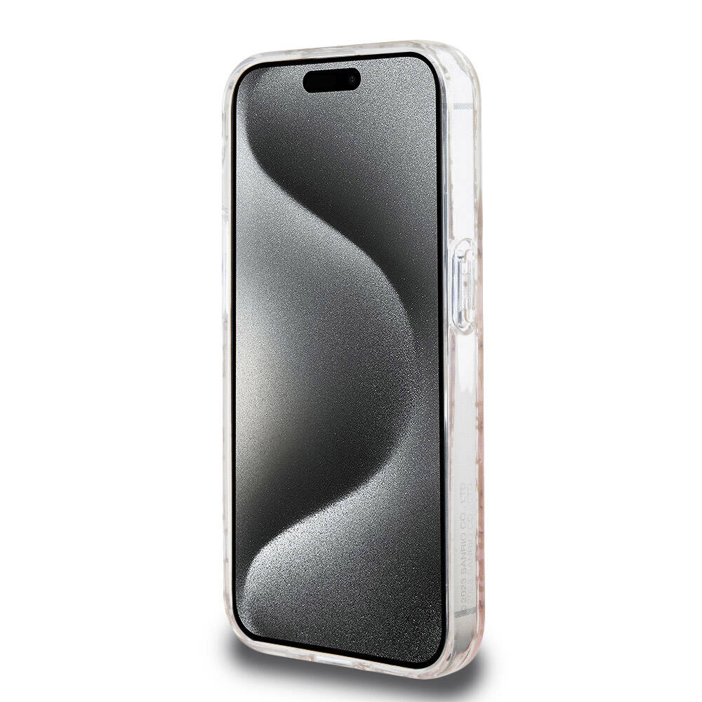 iPhone 15 Pro Kılıf Hello Kitty Orjinal Lisanslı Renk Geçişli Elektroplating Kaplama Kitty Head Desenli Kılıf Pembe