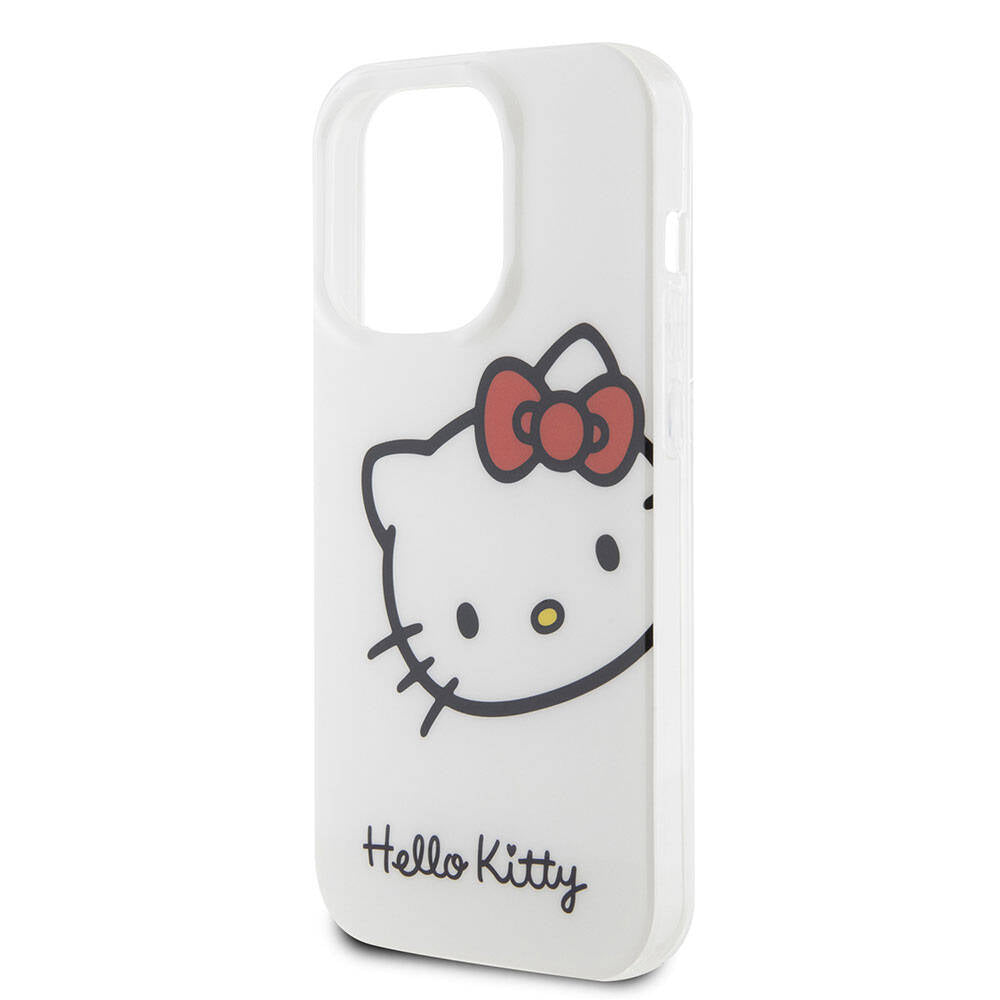 iPhone 15 Pro Kılıf Hello Kitty Orjinal Lisanslı Yazı ve İkonik Logolu Kitty Head Kılıf Pembe