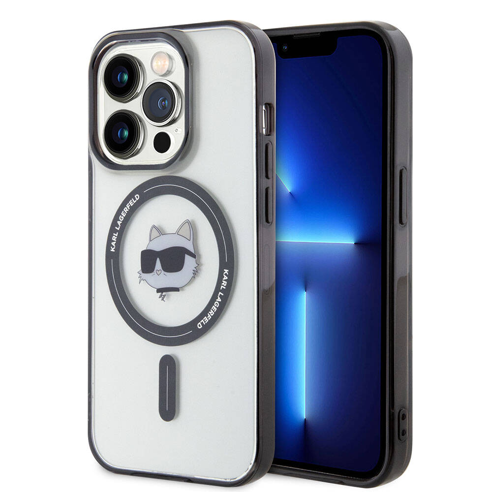 iPhone 15 Pro Kılıf Karl Lagerfeld Magsafe Şarj Özellikli IML Choupette Orjinal Lisanslı Kılıf Renksiz