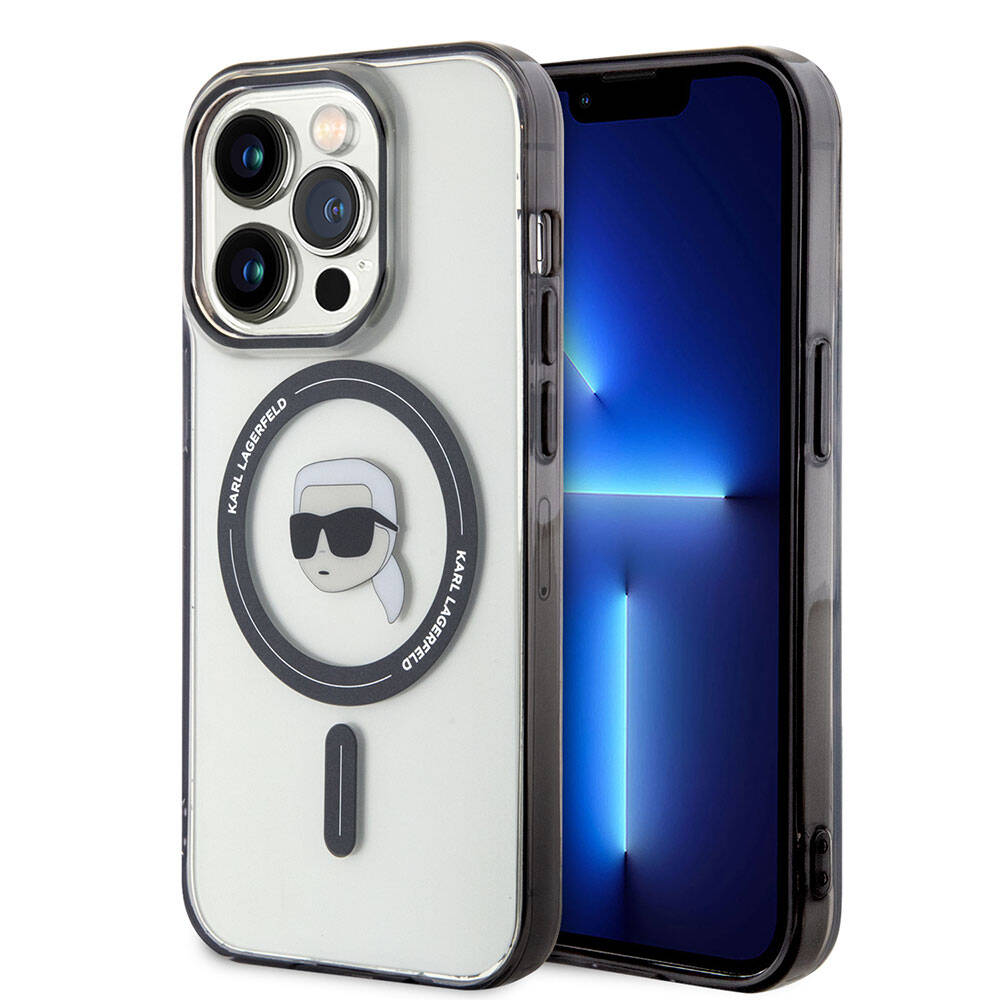 iPhone 15 Pro Kılıf Karl Lagerfeld Magsafe Şarj Özellikli IML Karl Orjinal Lisanslı Kılıf Renksiz
