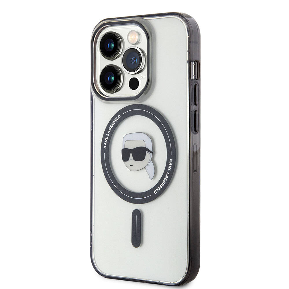 iPhone 15 Pro Kılıf Karl Lagerfeld Magsafe Şarj Özellikli IML Karl Orjinal Lisanslı Kılıf Renksiz