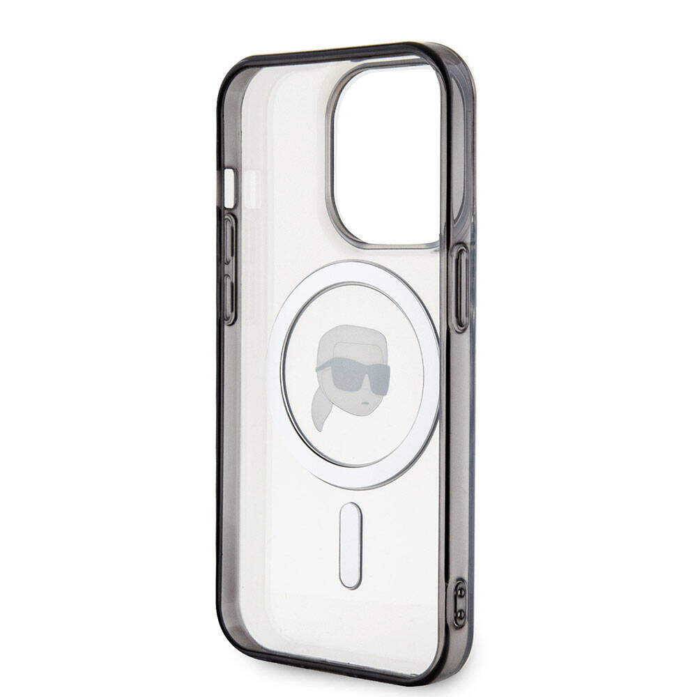 iPhone 15 Pro Kılıf Karl Lagerfeld Magsafe Şarj Özellikli IML Karl Orjinal Lisanslı Kılıf Renksiz