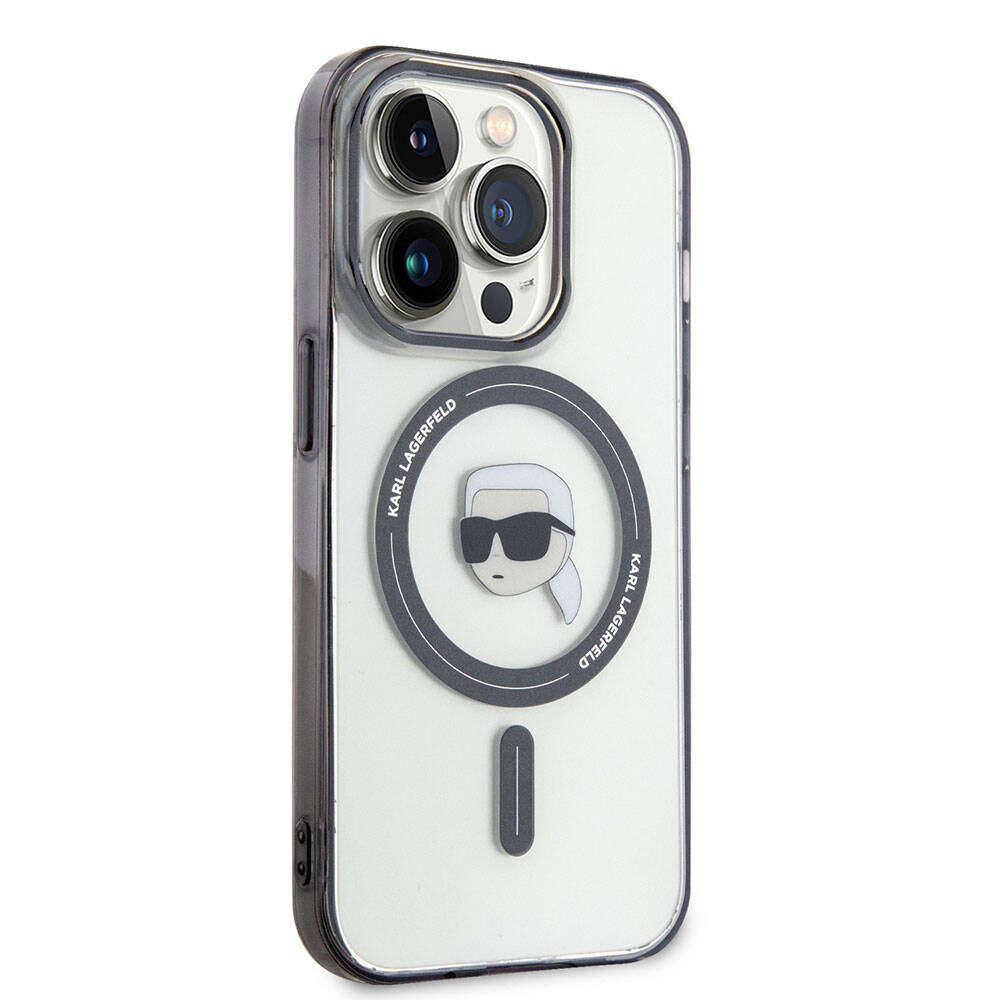 iPhone 15 Pro Kılıf Karl Lagerfeld Magsafe Şarj Özellikli IML Karl Orjinal Lisanslı Kılıf Renksiz