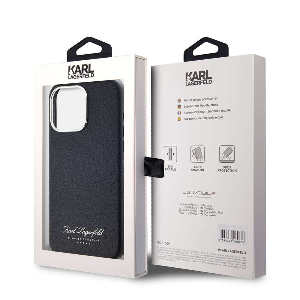 iPhone 15 Pro Kılıf Karl Lagerfeld Orjinal Lisanslı KL Yazılı Hotel Kılıf Gri