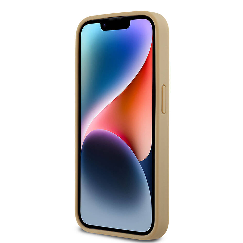 iPhone 15 Pro Kılıf Karl Lagerfeld Orjinal Lisanslı Magsafe Şarj Özellikli KL Yazılı Hot Stamp Kılıf Krem