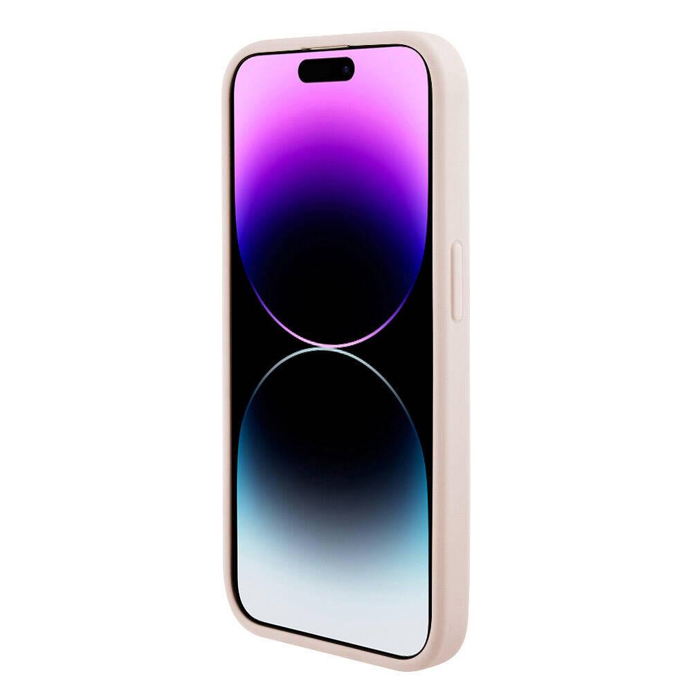 iPhone 15 Pro Kılıf Karl Lagerfeld Orjinal Lisanslı Metal Yazı Logolu Dikişli Logo Arka Yüzey Kapitone Kılıf Siyah