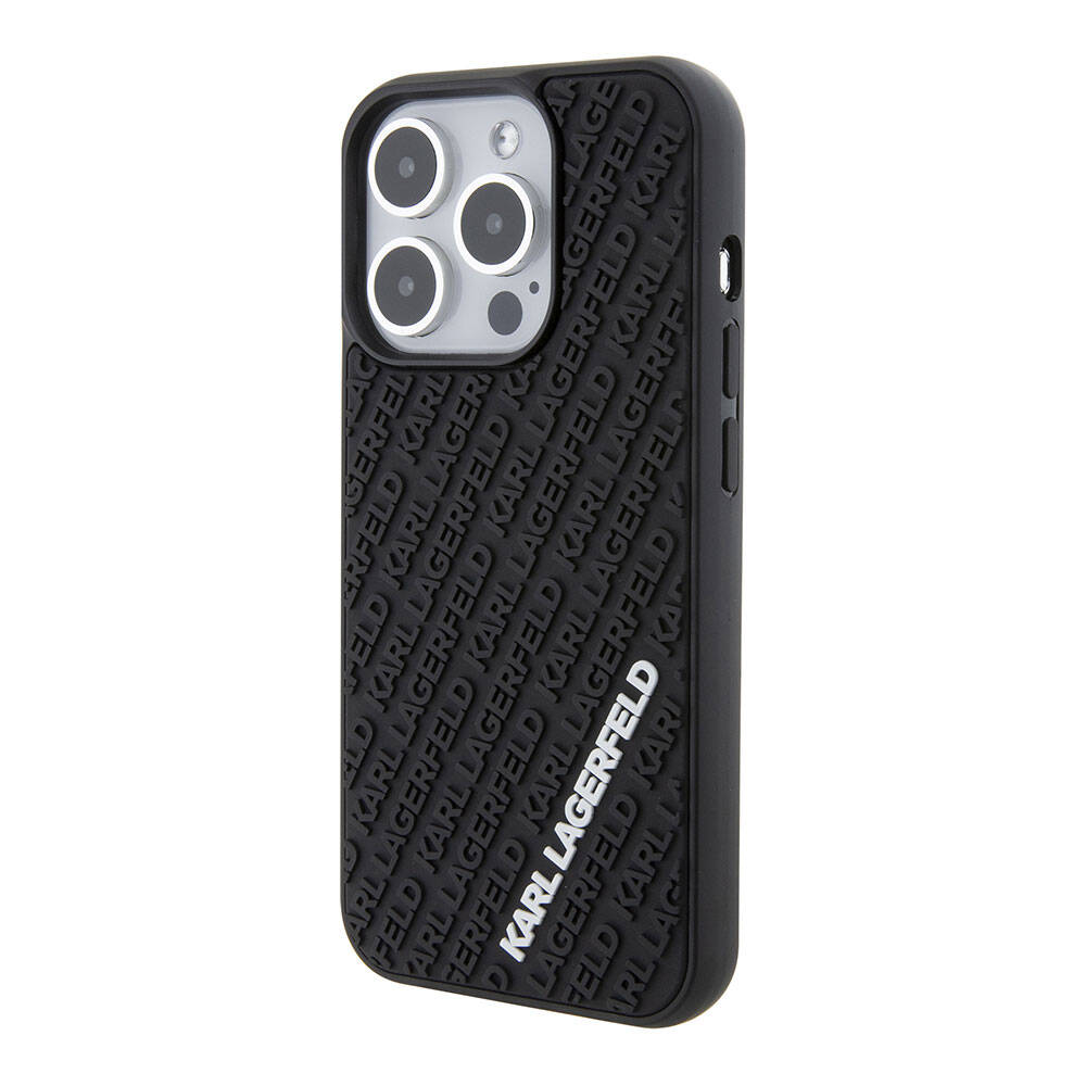 iPhone 15 Pro Kılıf Karl Lagerfeld Silikon 3D Multi Logo Orjinal Lisanslı Kılıf Siyah