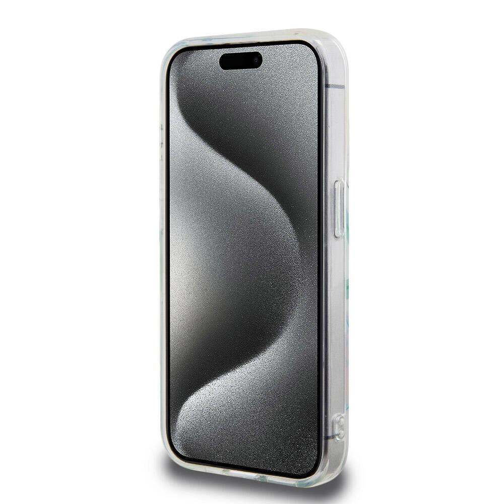 iPhone 15 Pro Kılıf Lacoste Orjinal Lisanslı Magsafe Şarj Özellikli Çift Katmanlı Yamalar Desenli Kılıf Mavi