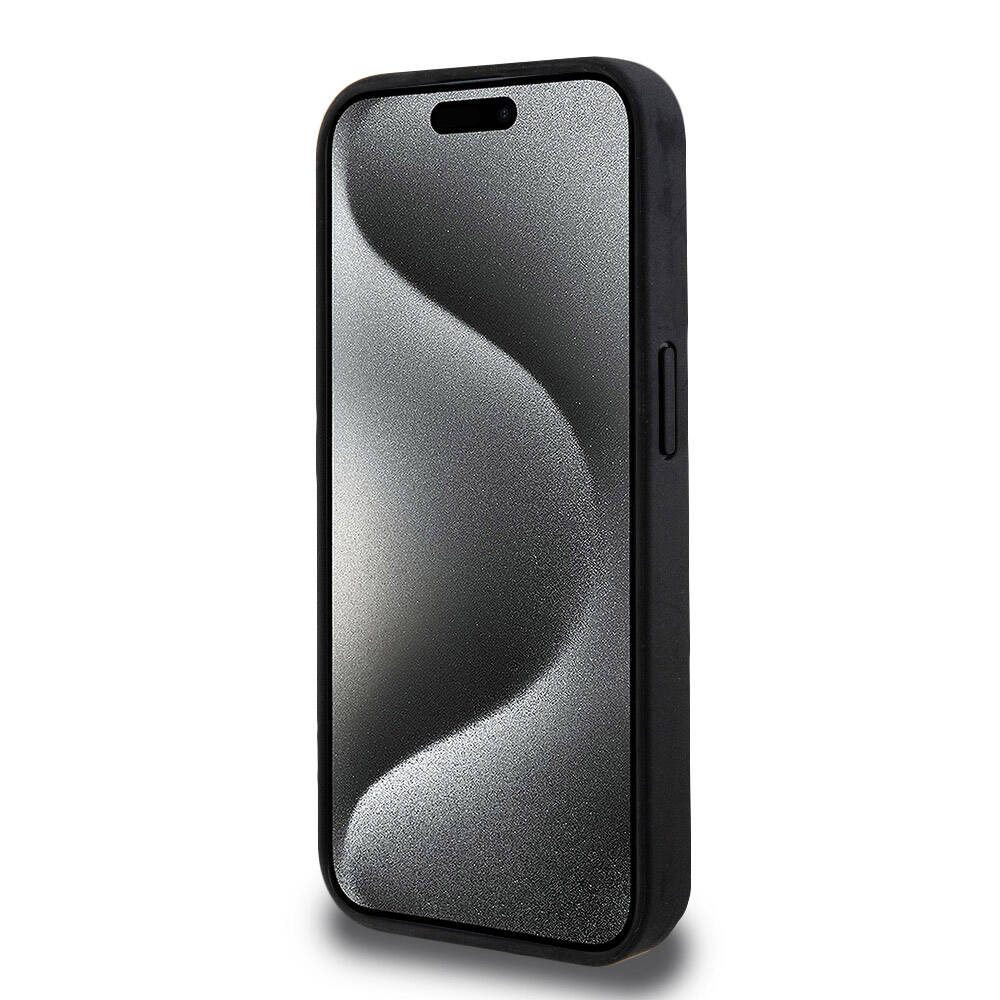 iPhone 15 Pro Kılıf Lacoste Orjinal Lisanslı Magsafe Şarj Özellikli PU Deri Görünümlü Kartlıklı Karışık Monogram Desenli Kılıf Lacivert