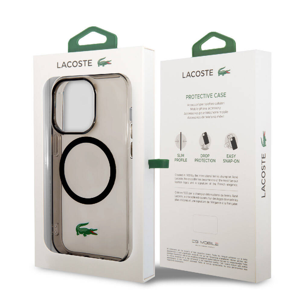 iPhone 15 Pro Kılıf Lacoste Orjinal Lisanslı Magsafe Şarj Özellikli Transparan Timsah Logo Baskılı Kılıf Yeşil
