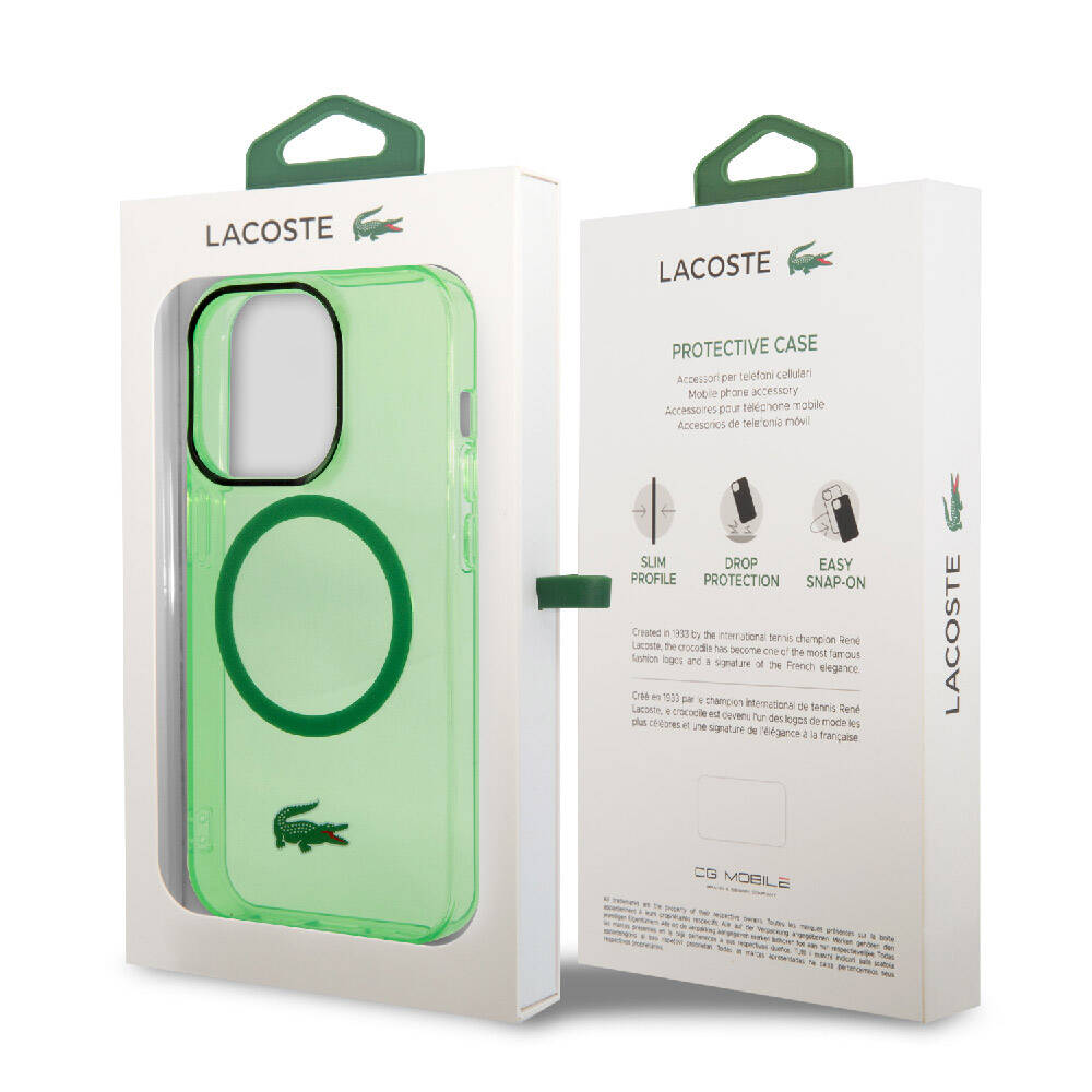 iPhone 15 Pro Kılıf Lacoste Orjinal Lisanslı Magsafe Şarj Özellikli Transparan Timsah Logo Baskılı Kılıf Siyah