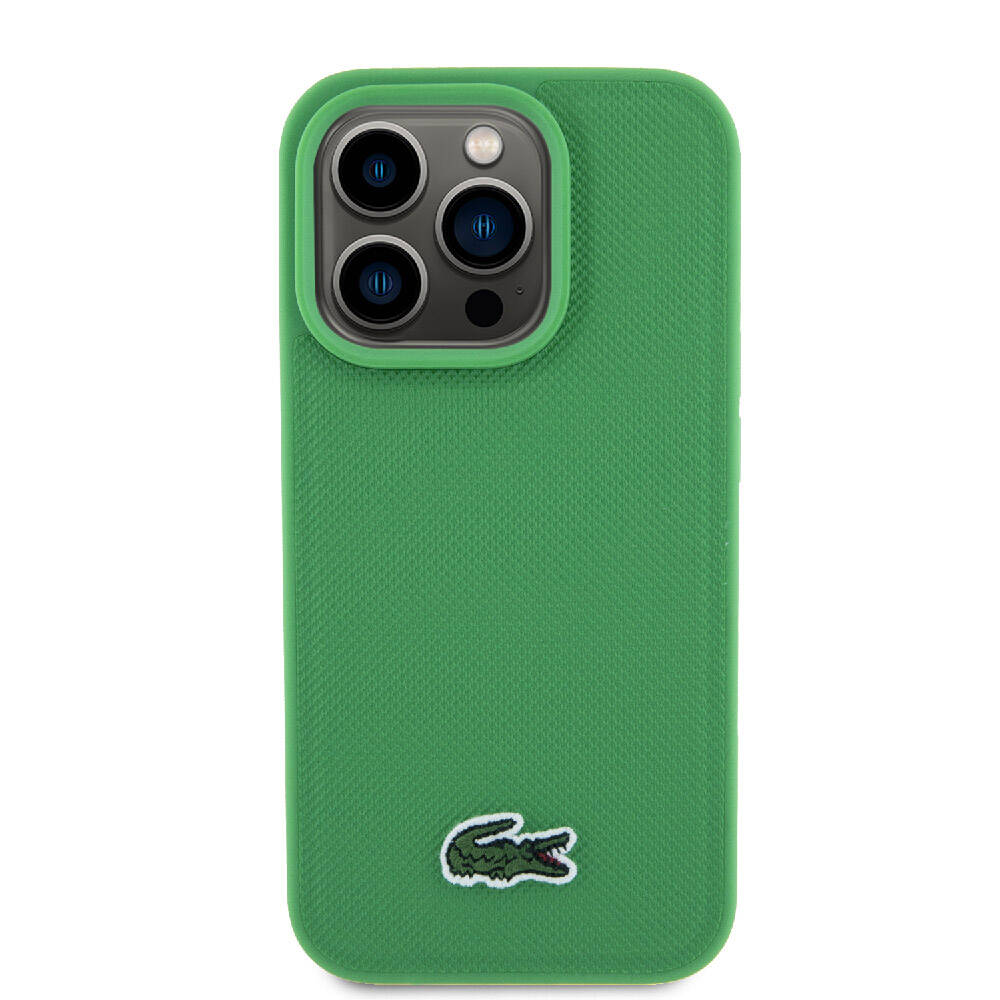 iPhone 15 Pro Kılıf Lacoste Orjinal Lisanslı PU Pike Desenli Arka Yüzey İkonik Timsah Dokuma Logolu Kılıf Lacivert