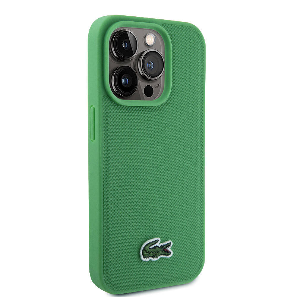 iPhone 15 Pro Kılıf Lacoste Orjinal Lisanslı PU Pike Desenli Arka Yüzey İkonik Timsah Dokuma Logolu Kılıf Lacivert