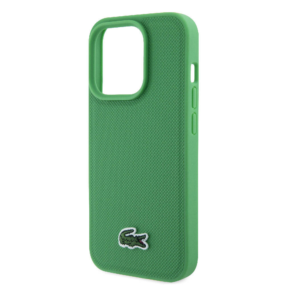 iPhone 15 Pro Kılıf Lacoste Orjinal Lisanslı PU Pike Desenli Arka Yüzey İkonik Timsah Dokuma Logolu Kılıf Siyah