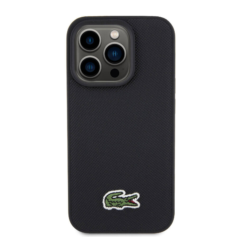 iPhone 15 Pro Kılıf Lacoste Orjinal Lisanslı PU Pike Desenli Arka Yüzey İkonik Timsah Dokuma Logolu Kılıf Yeşil