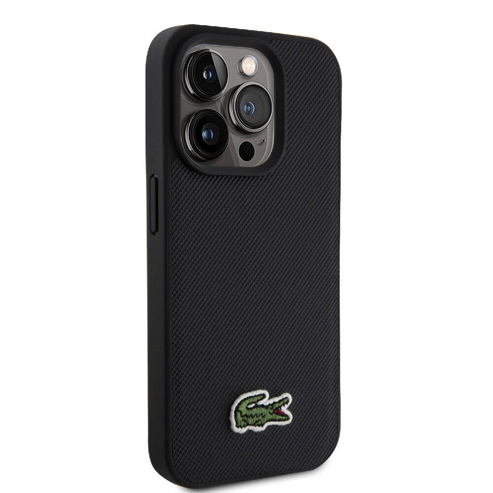 iPhone 15 Pro Kılıf Lacoste Orjinal Lisanslı PU Pike Desenli Arka Yüzey İkonik Timsah Dokuma Logolu Kılıf Kırmızı