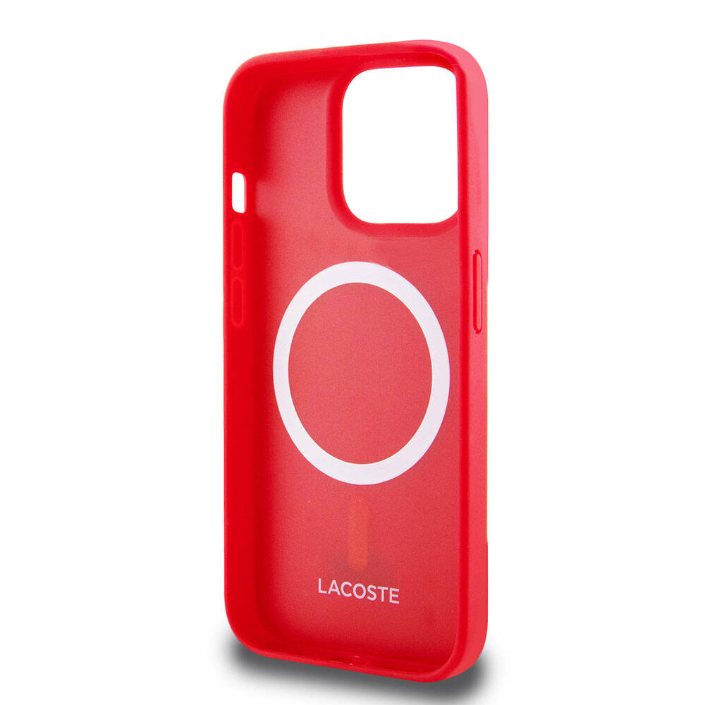 iPhone 15 Pro Kılıf Lacoste Orjinal Lisanslı PU Pike Desenli Arka Yüzey İkonik Timsah Dokuma Logolu Kılıf Siyah