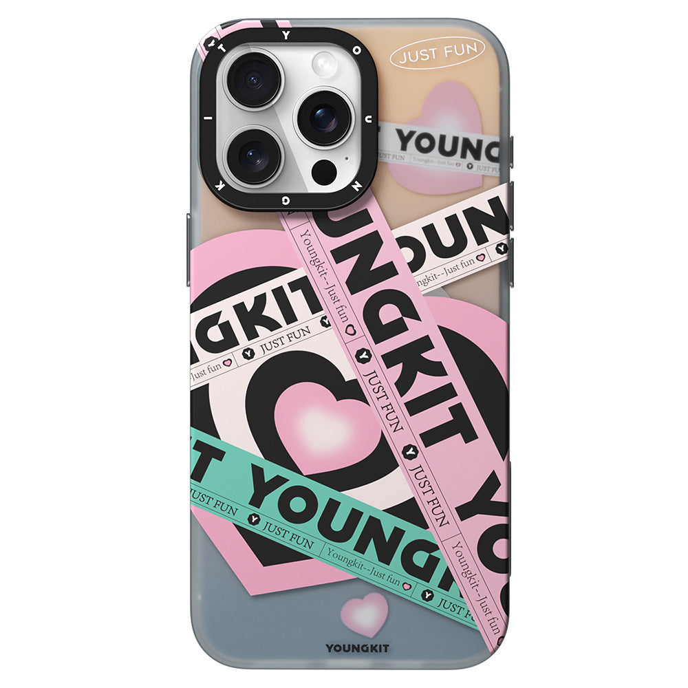 iPhone 15 Pro Kılıf Magsafe Şarj Özellikli Airbagli Çift Katmanlı Youngkit Flipped Serisi Kılıf Pembe